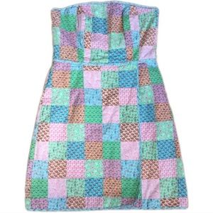 Vineyard Vines Strapless Patchwork Dress